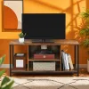 Dark wooden TV cabinet, Nordic minimalist living room storage combination solid wood floor-standing cabinet Specification image